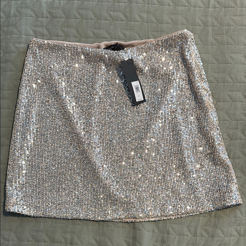 Banana Republic Silver Sequin Mini Skirt Cocktail